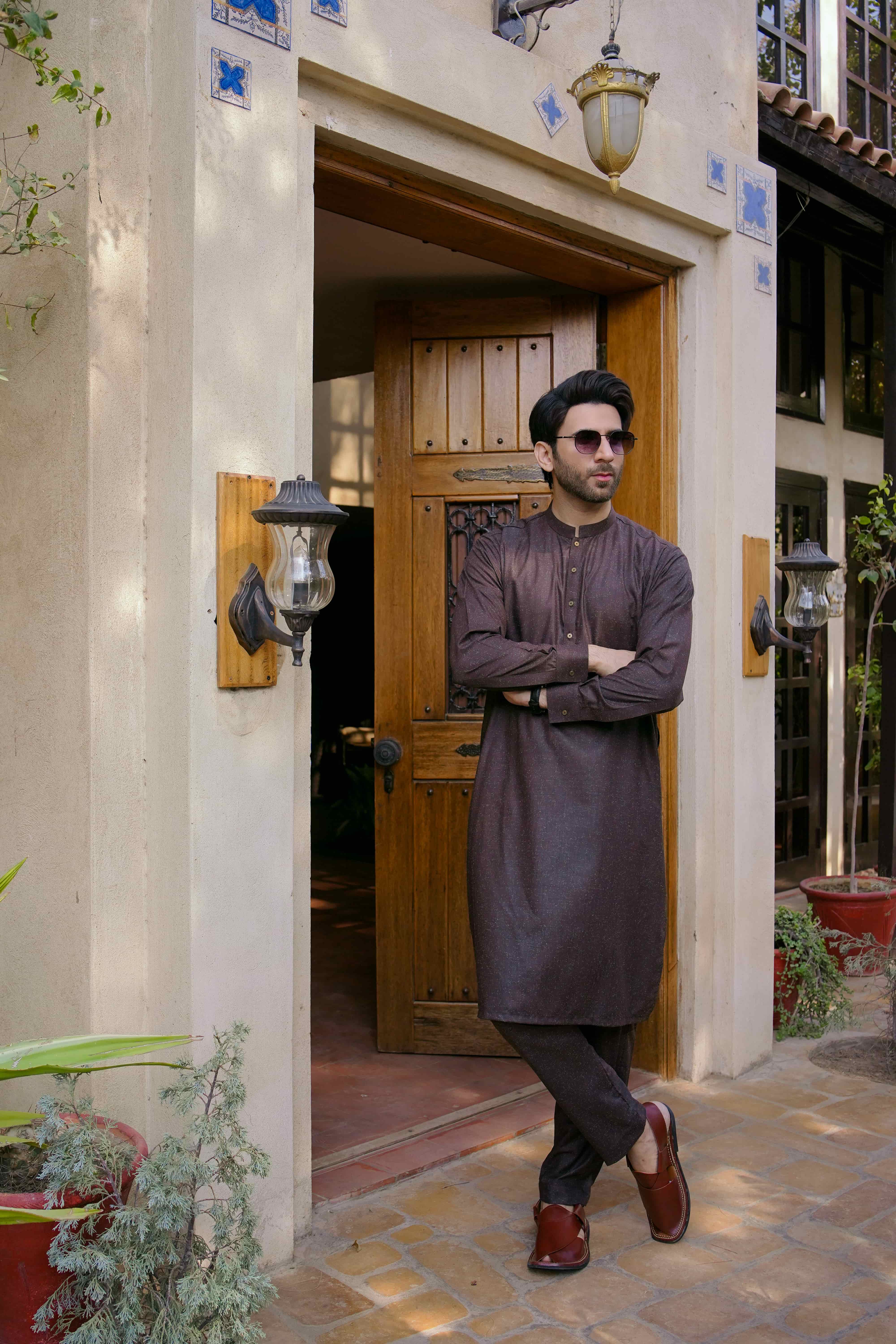 BROWN DOTTED KURTA PAJAMA