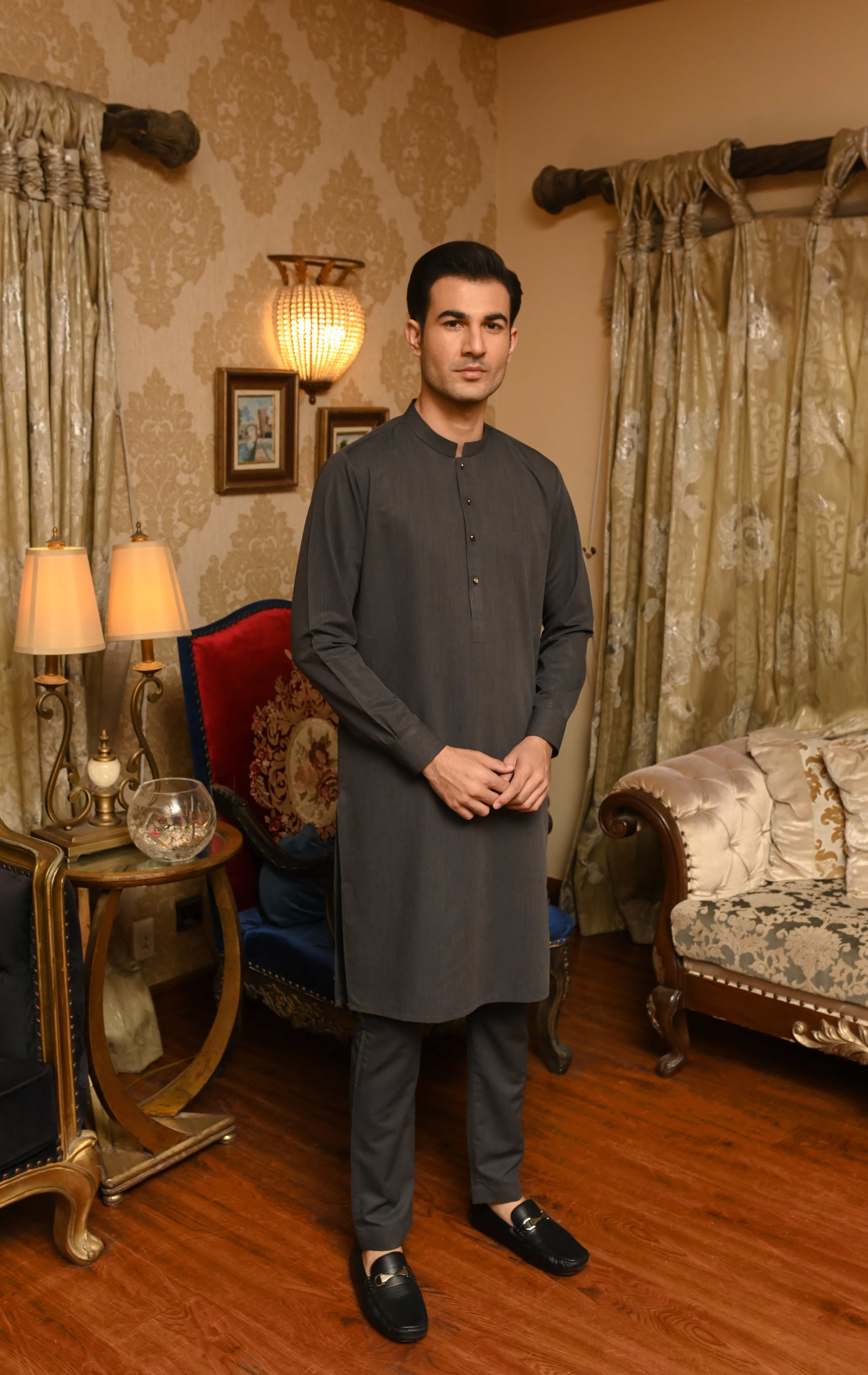 GREYISH BLACK  KURTA PAJAMA