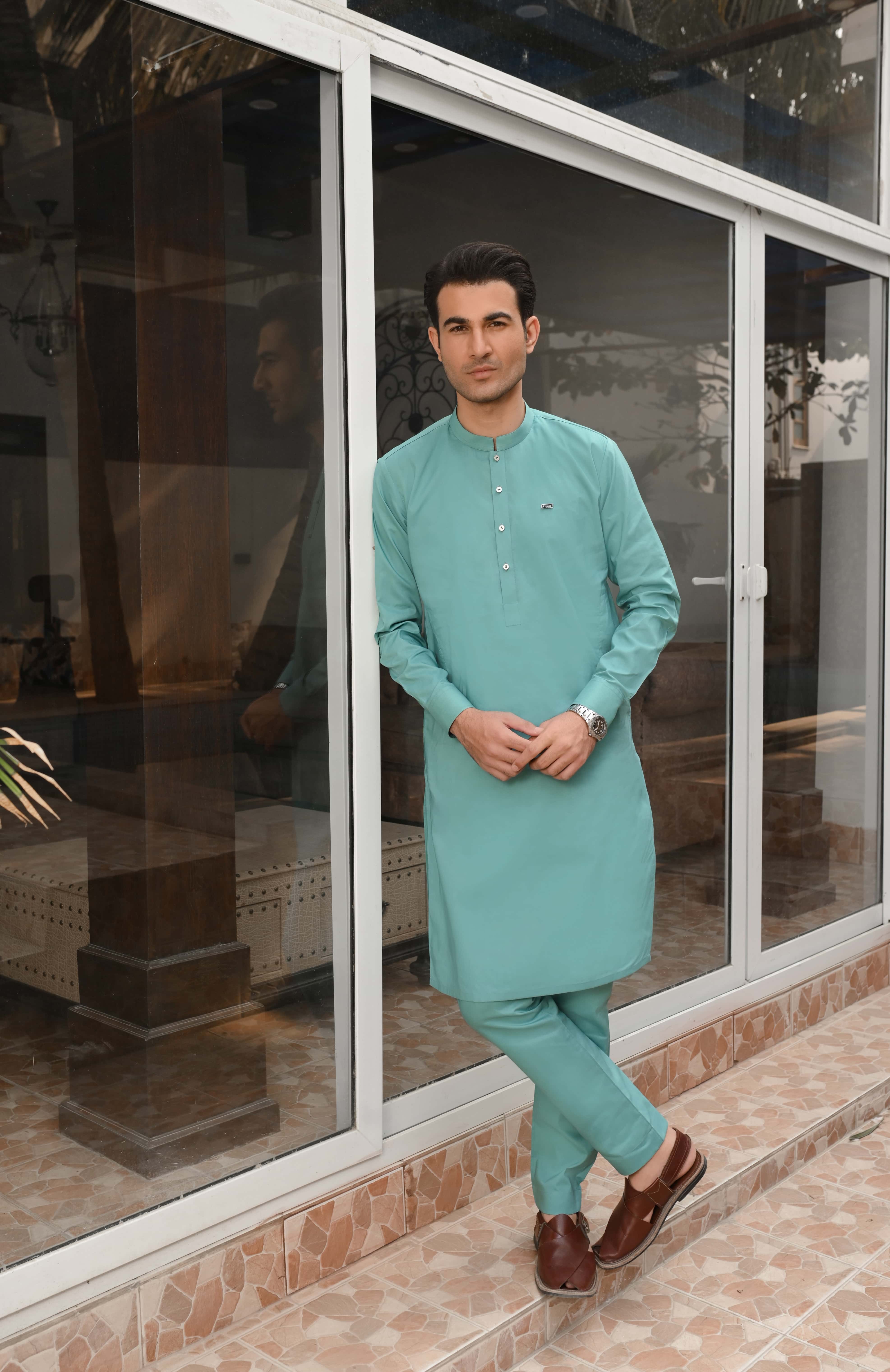 TURQUOISE GREEN KURTA PAJAMA