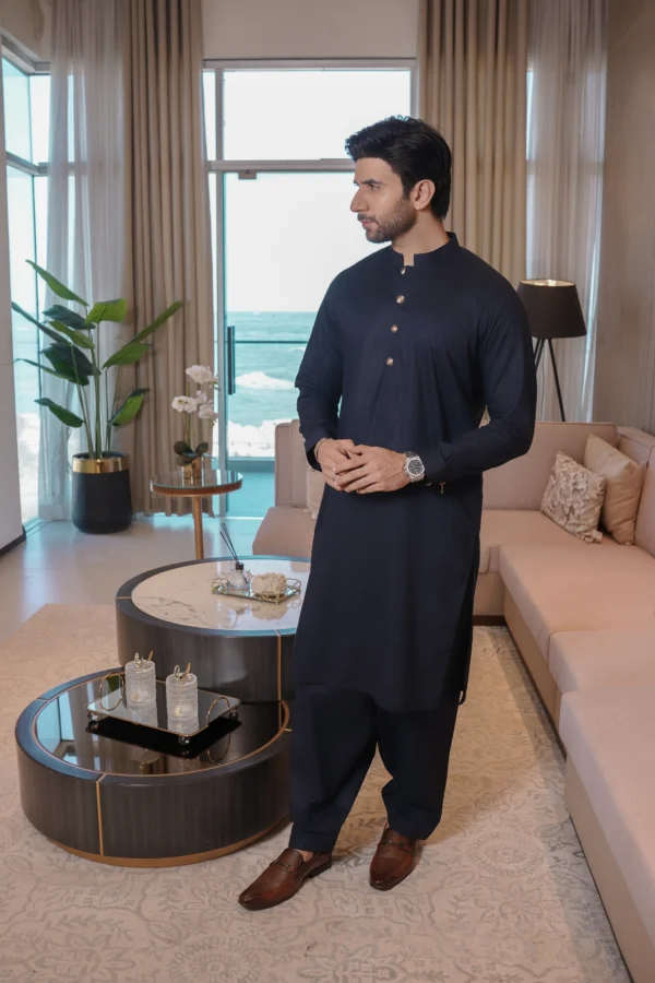 Navy Blue Kameez Shalwar