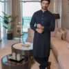Navy Blue Kameez Shalwar For Men