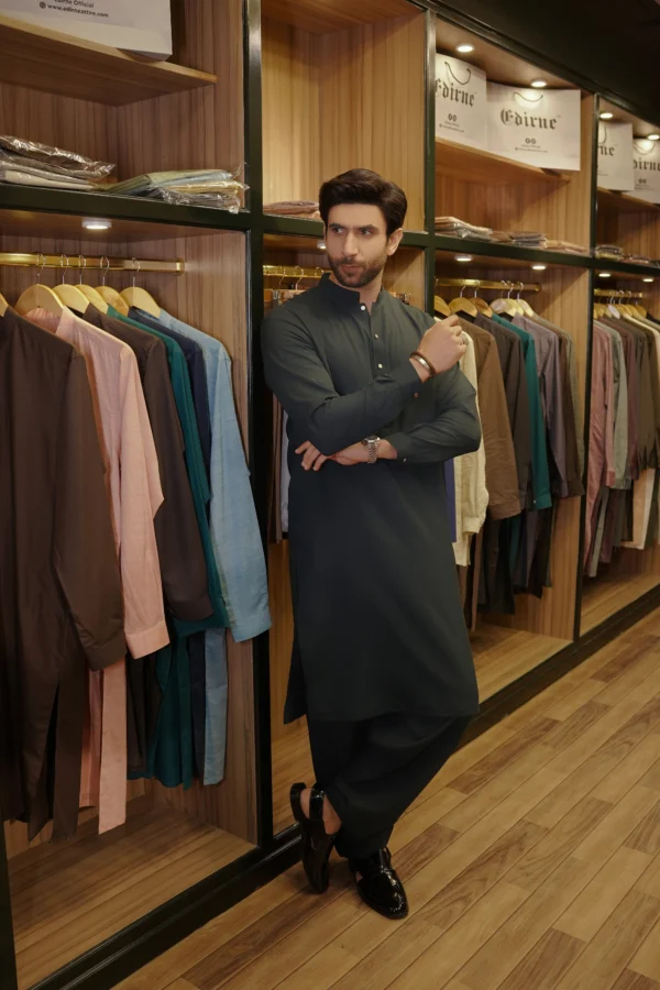 Dark Green Kameez Shalwar