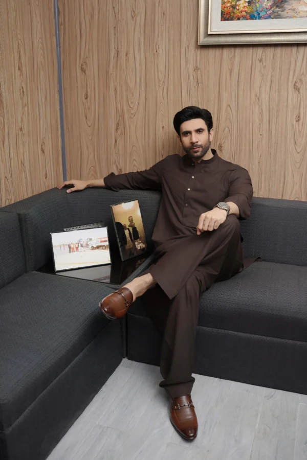 Brown Kameez Shalwar For Men