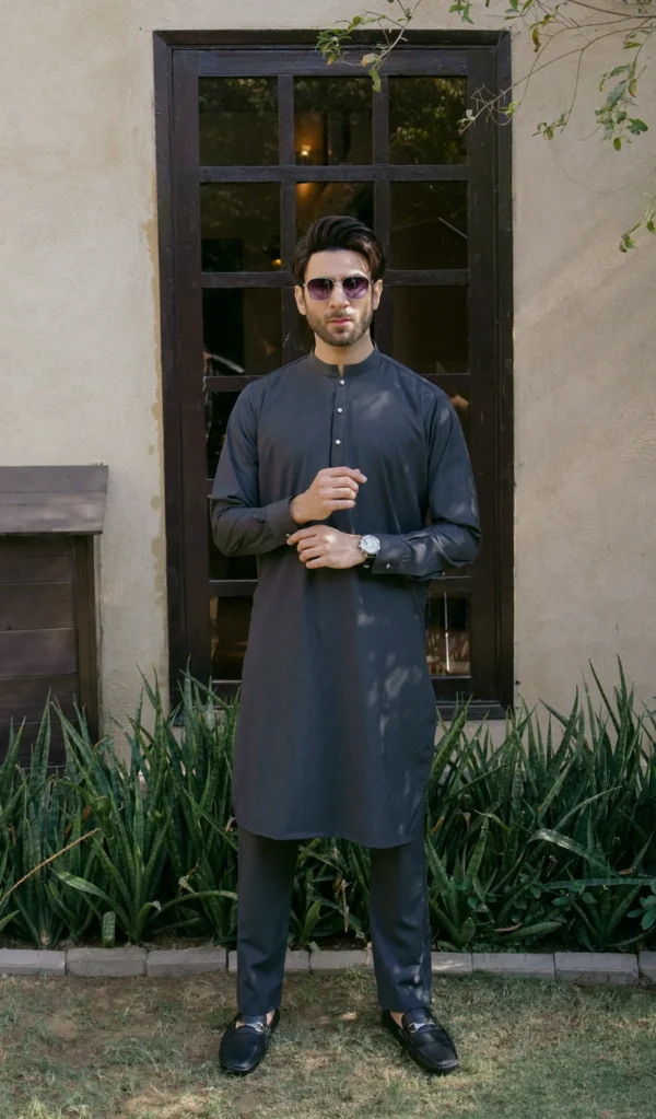 Charcoal Gray Kurta Pajama For Men