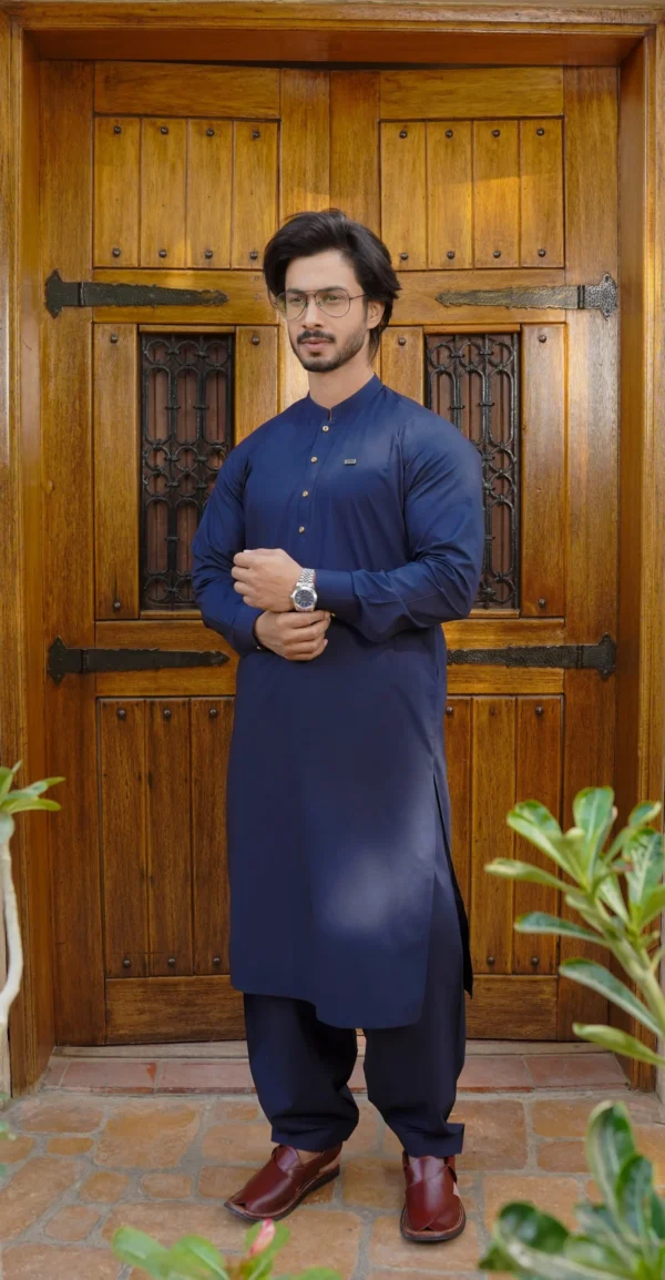 Navy Blue Kameez Shalwar For Men