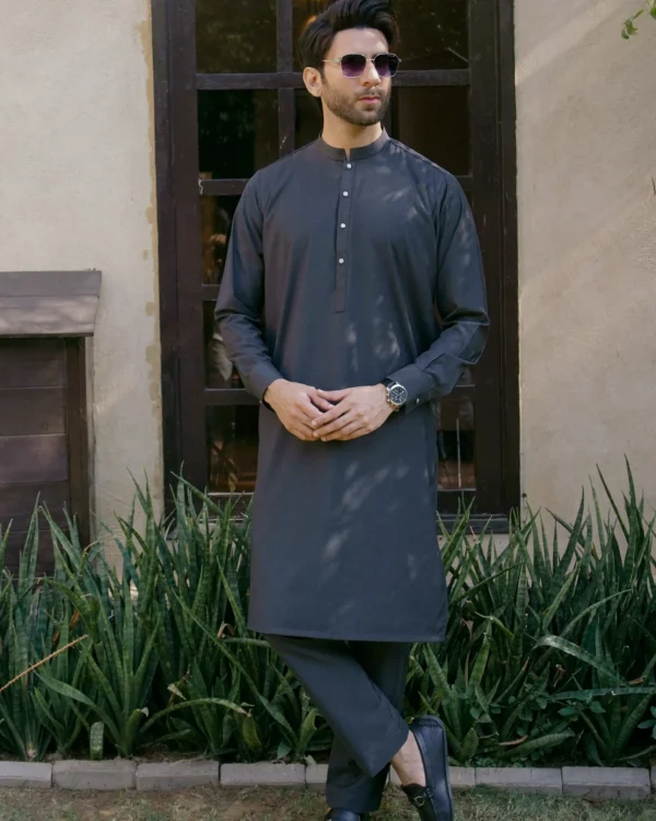 Charcoal Gray Kurta Pajama For Men