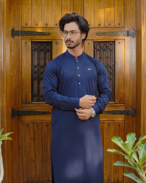 Navy Blue Kameez Shalwar For Men